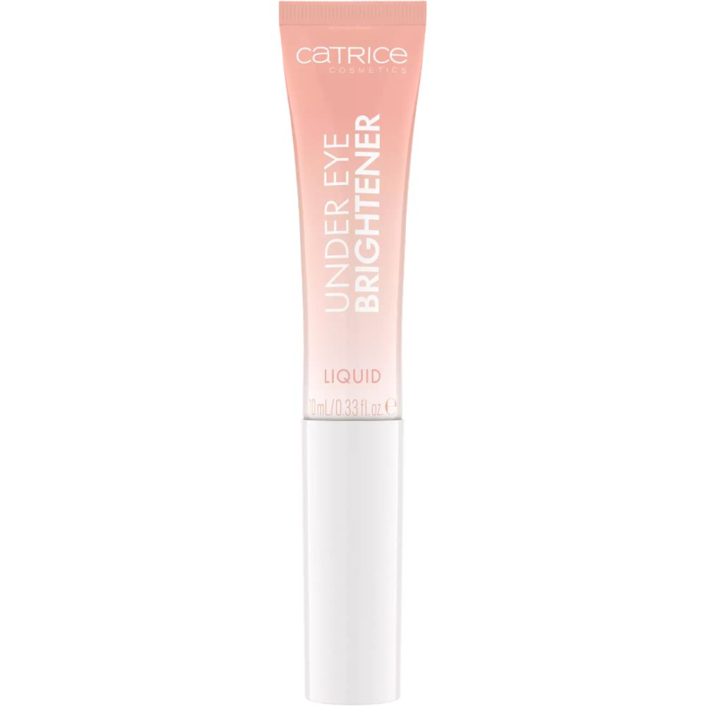 Tube rose avec applicateur blanc. Inscription: CATRICE, UNDER EYE BRIGHTENER, LIQUID.