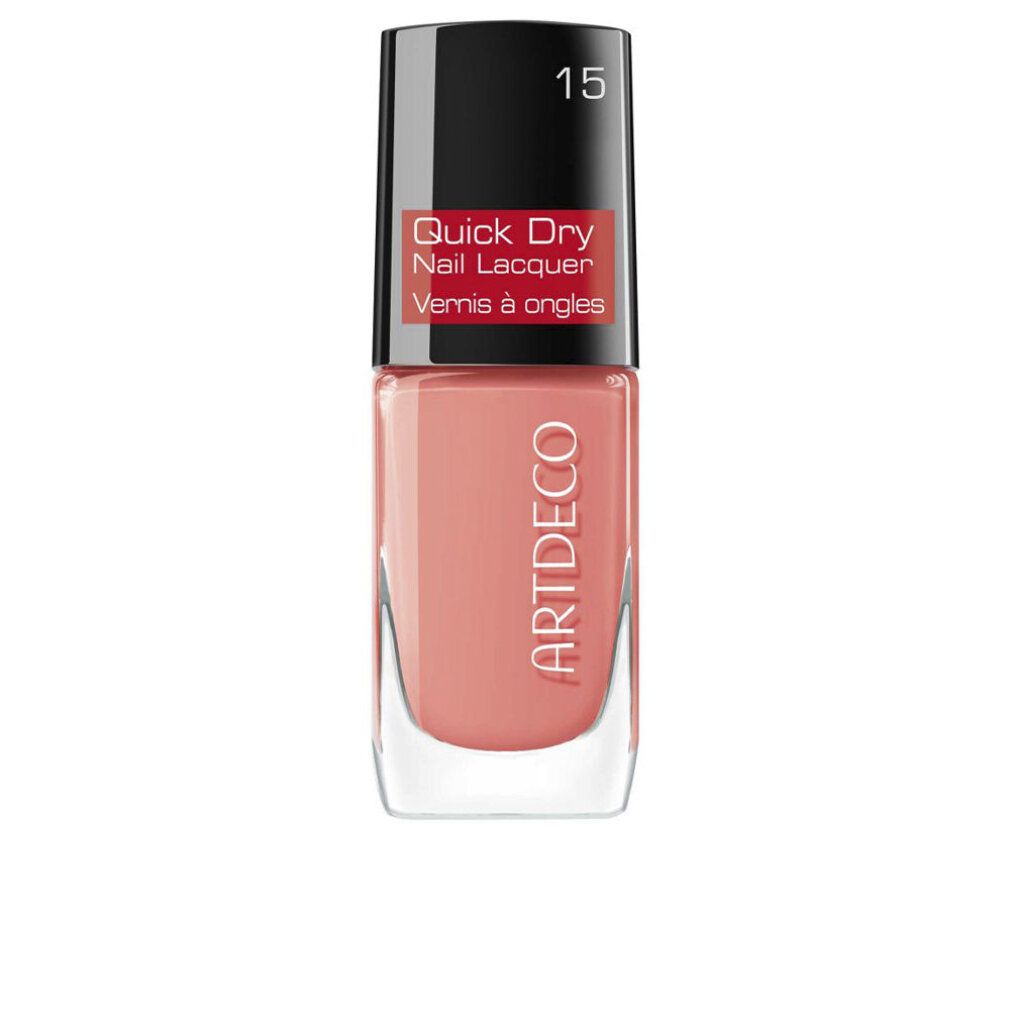 Artdeco Quick Dry Vernis à Ongles, flacon de vernis pêche avec capuchon noir. Numéro 15.