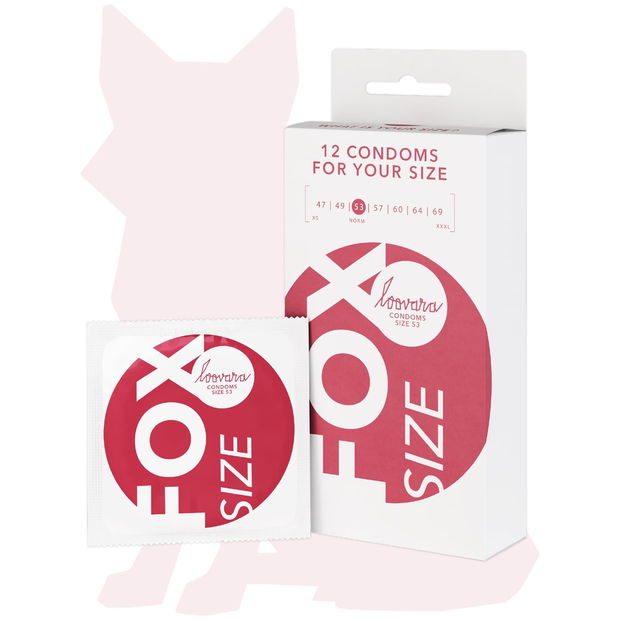 Boîte de 12 préservatifs Loovara, taille 53mm.