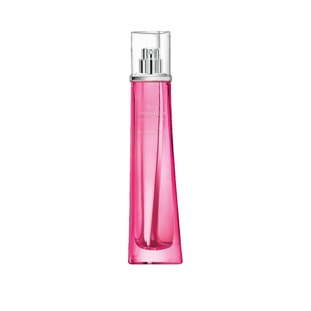 Givenchy Very Irrésistible Eau de Toilette Dames. Roze fles met verstuiver. Opschrift op de fles.