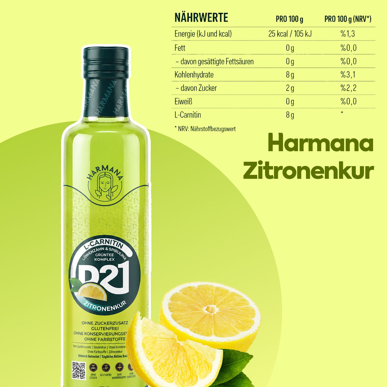 HARMANA Lemon Cure L-Carnitine, Thé vert & Spiruline