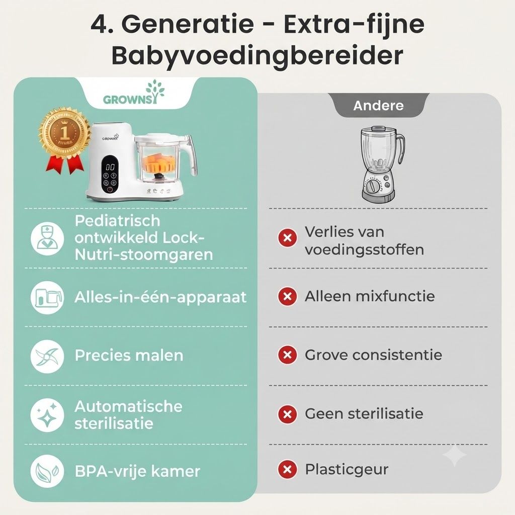 Babyvoedingsbereider met Lock-Nutri stoomgaren, alles-in-één, precies malen, automatische sterilisatie en BPA-vrije kamer.