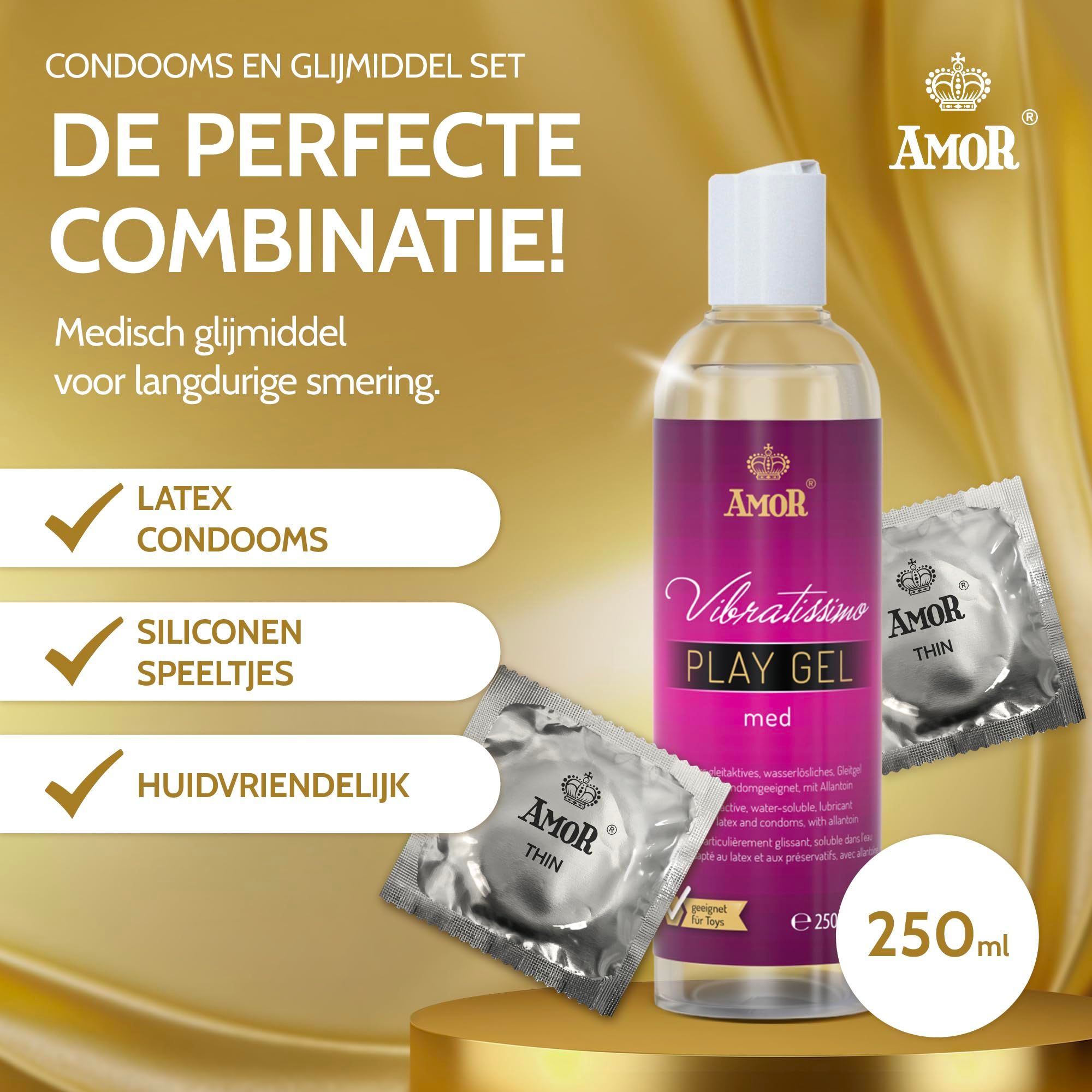 AMOR Strong Condooms + PlayGel Silicone Set