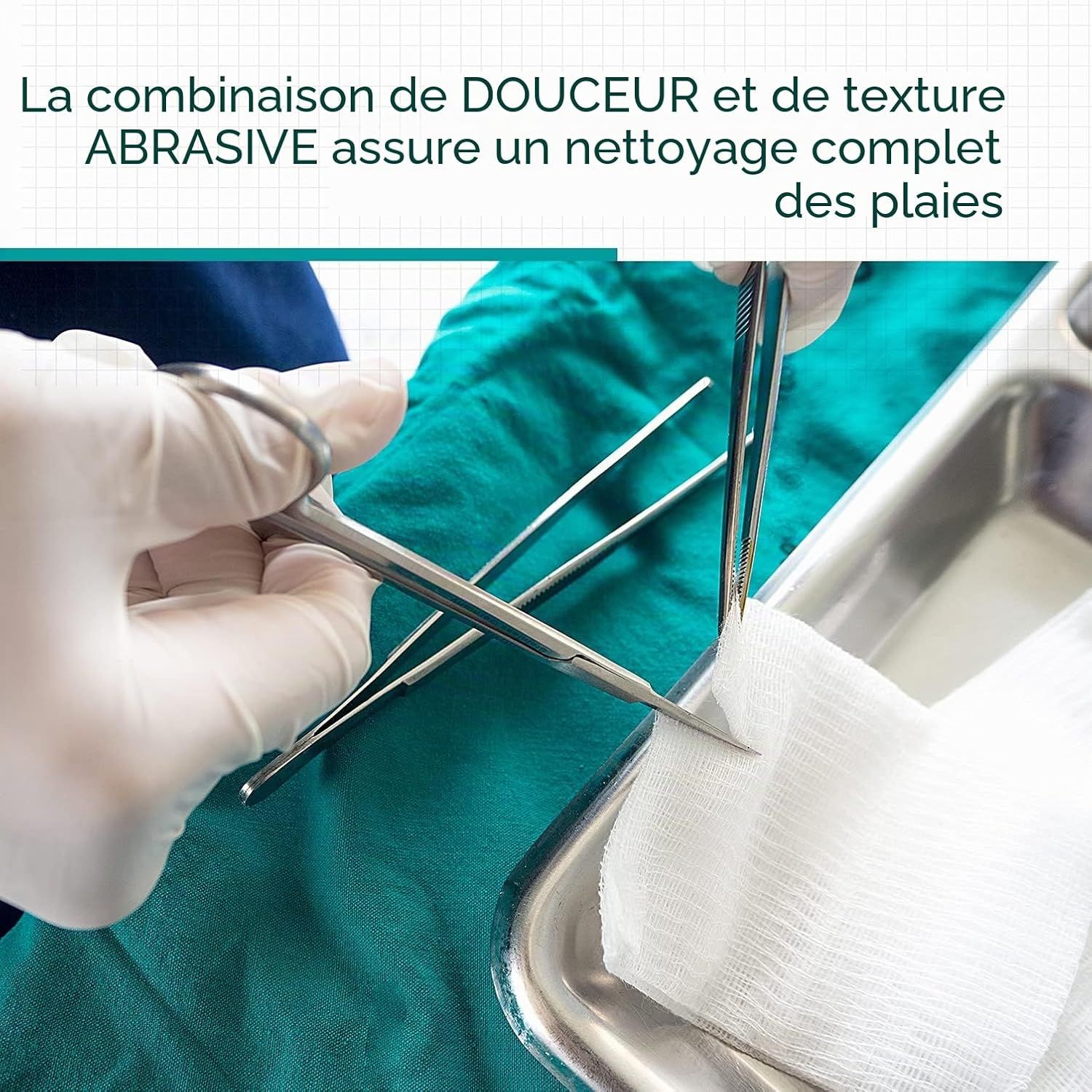 Compresse de gaze Medrull: 5x20 pièces = 100 pièces/boîte. Compresses emballées individuellement.