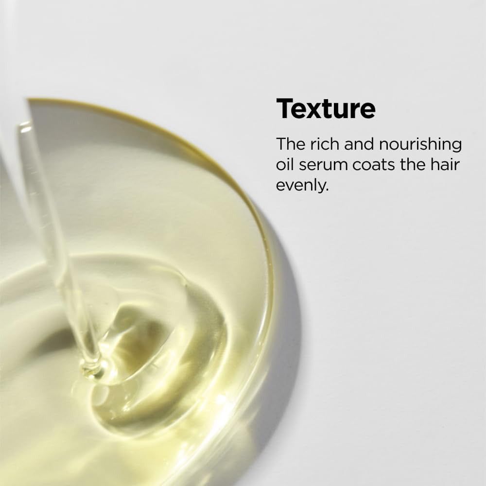 Tekst over textuur: AYUNCHE Enrich Bonding Care Oil serum.