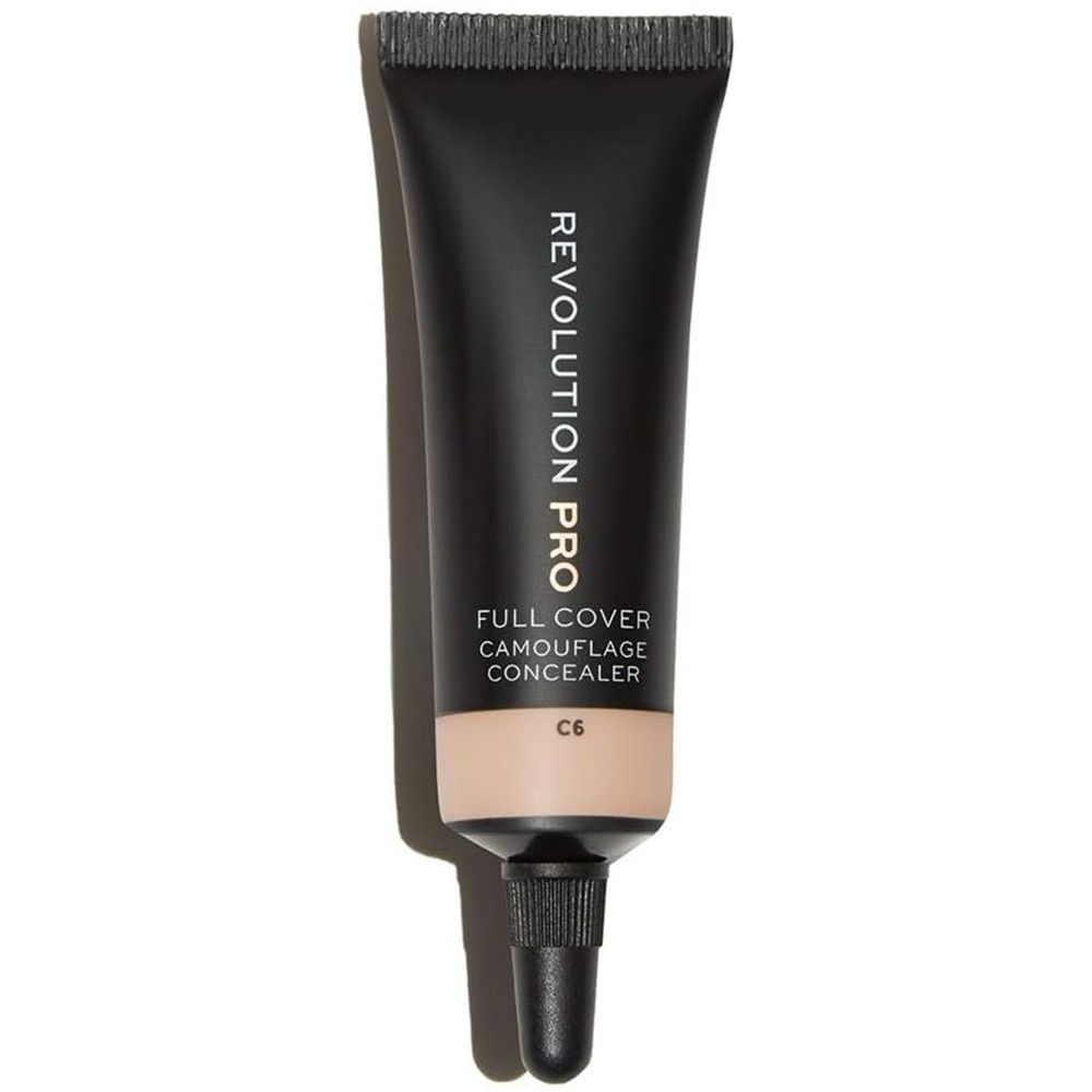 Tube noir avec inscription REVOLUTION PRO, FULL COVER CAMOUFLAGE CONCEALER, teinte C6.