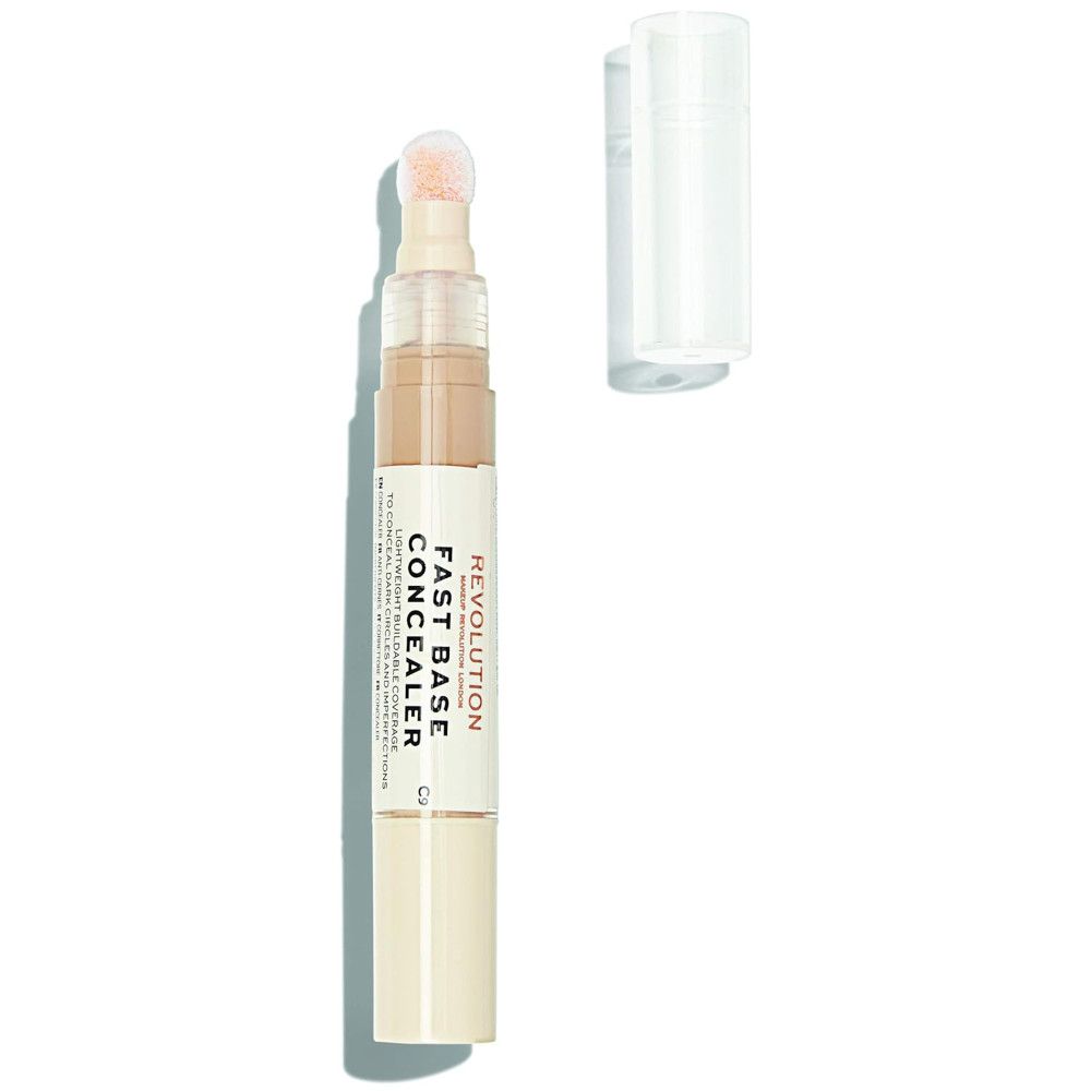 Concealer met sponsapplicator en dop. Opschrift: Fast Base Concealer. Tint C3.
