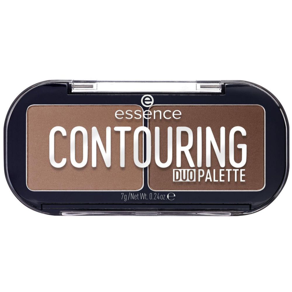 Palette de contouring à deux teintes. Inscription: CONTOURING DUO PALETTE. Marque: essence.