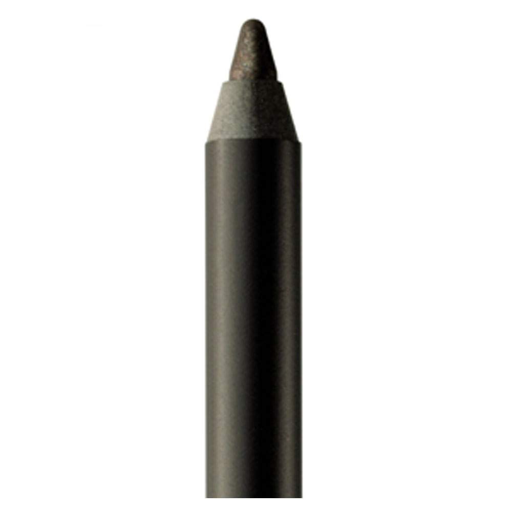 Close-up van een bruin eyeliner-potlood. Zwart potlood met bruine punt. Productnaam niet zichtbaar.