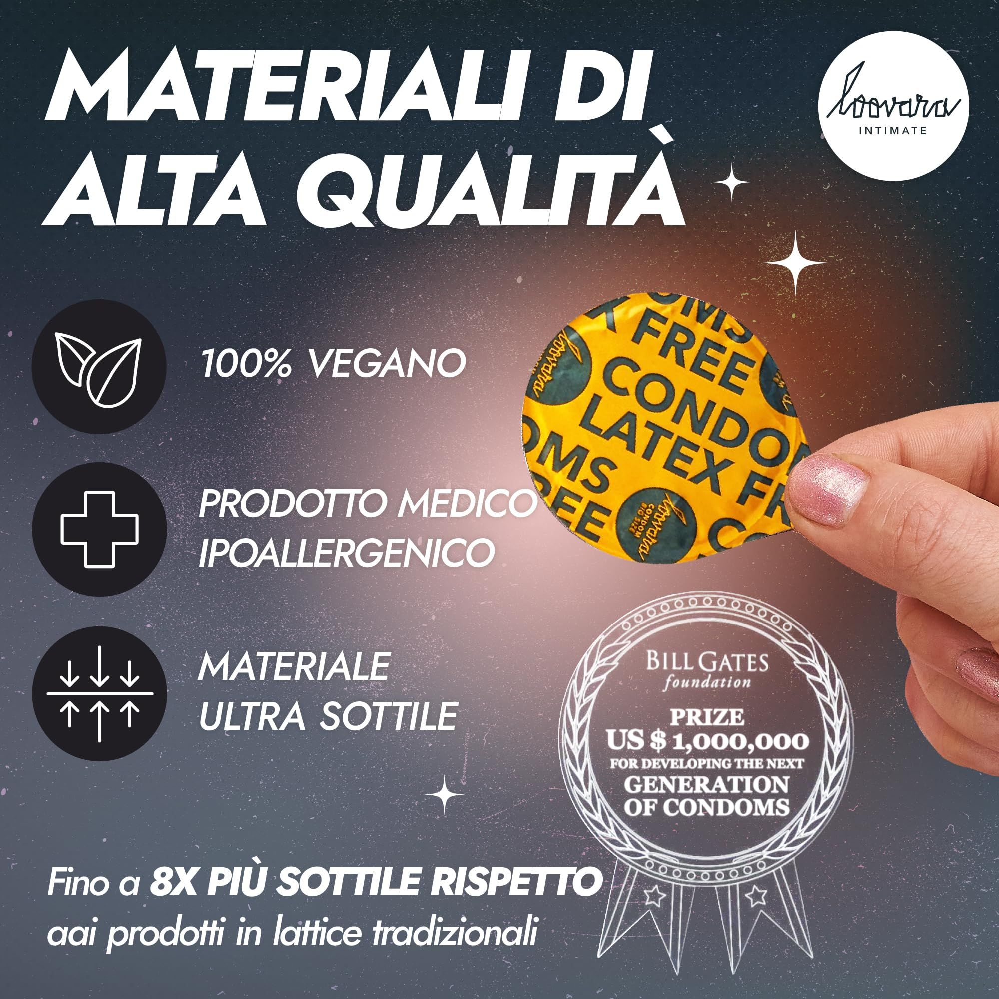 Préservatif Loovara, sans latex, ultra-fin, hypoallergénique, végan.