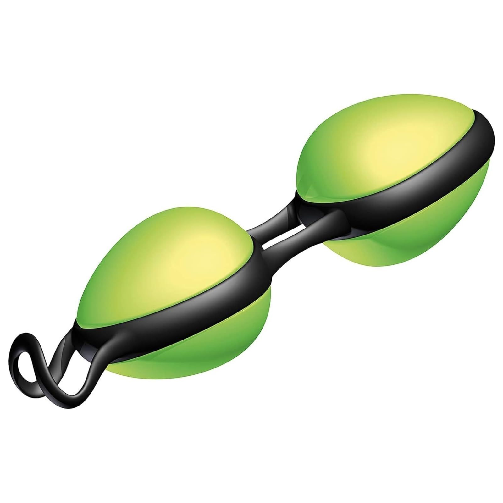 Deux boules vertes avec un connecteur noir et une boucle de récupération.