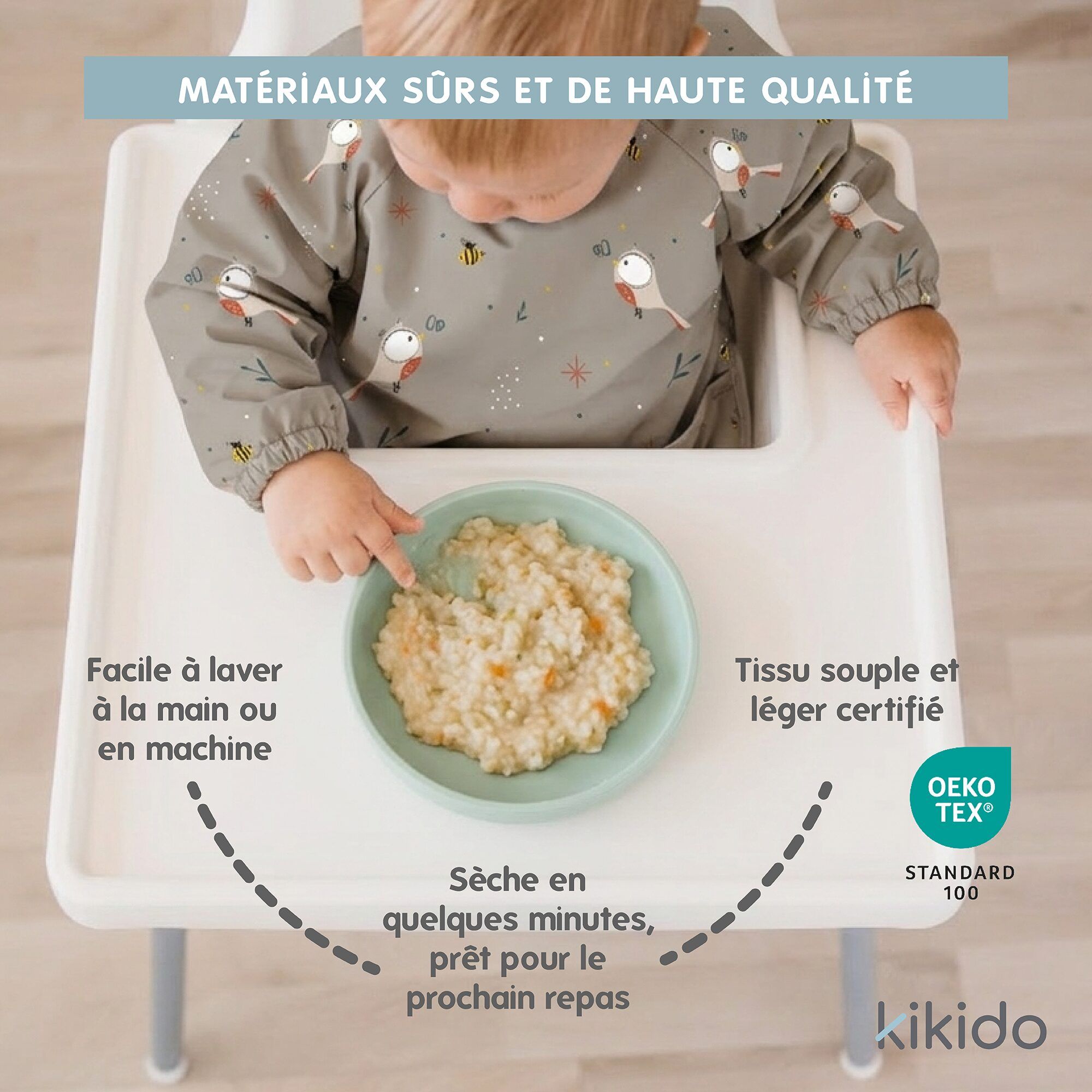 Kikido Bavoir à manches longues pour bébé Monstre
