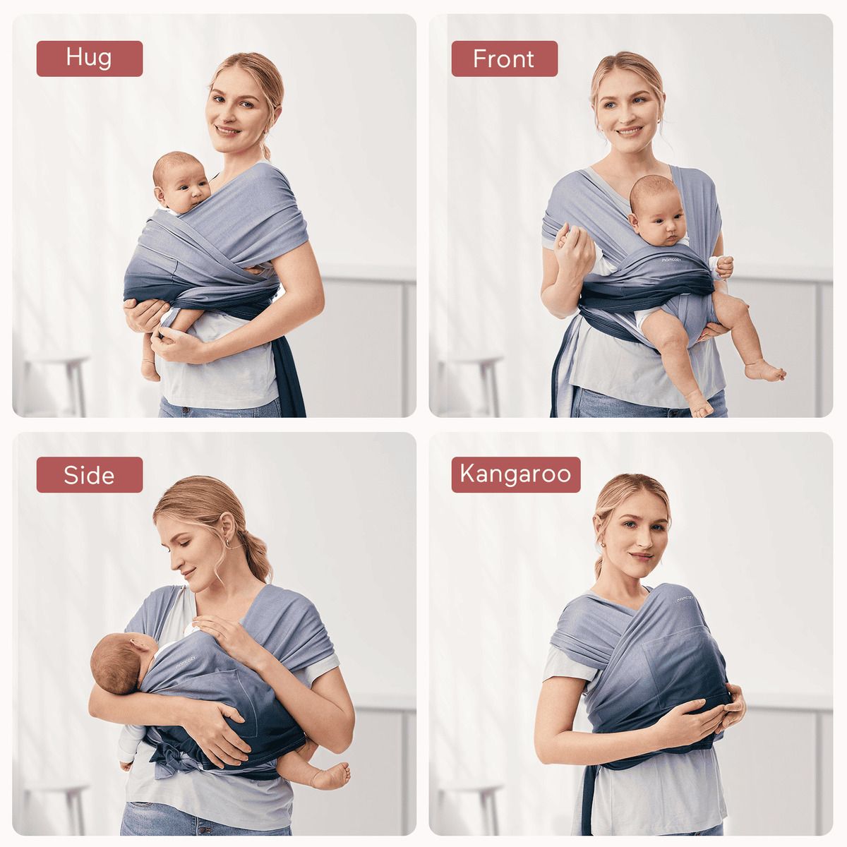 Porte-bébé écharpe Momcozy, dégradé bleu