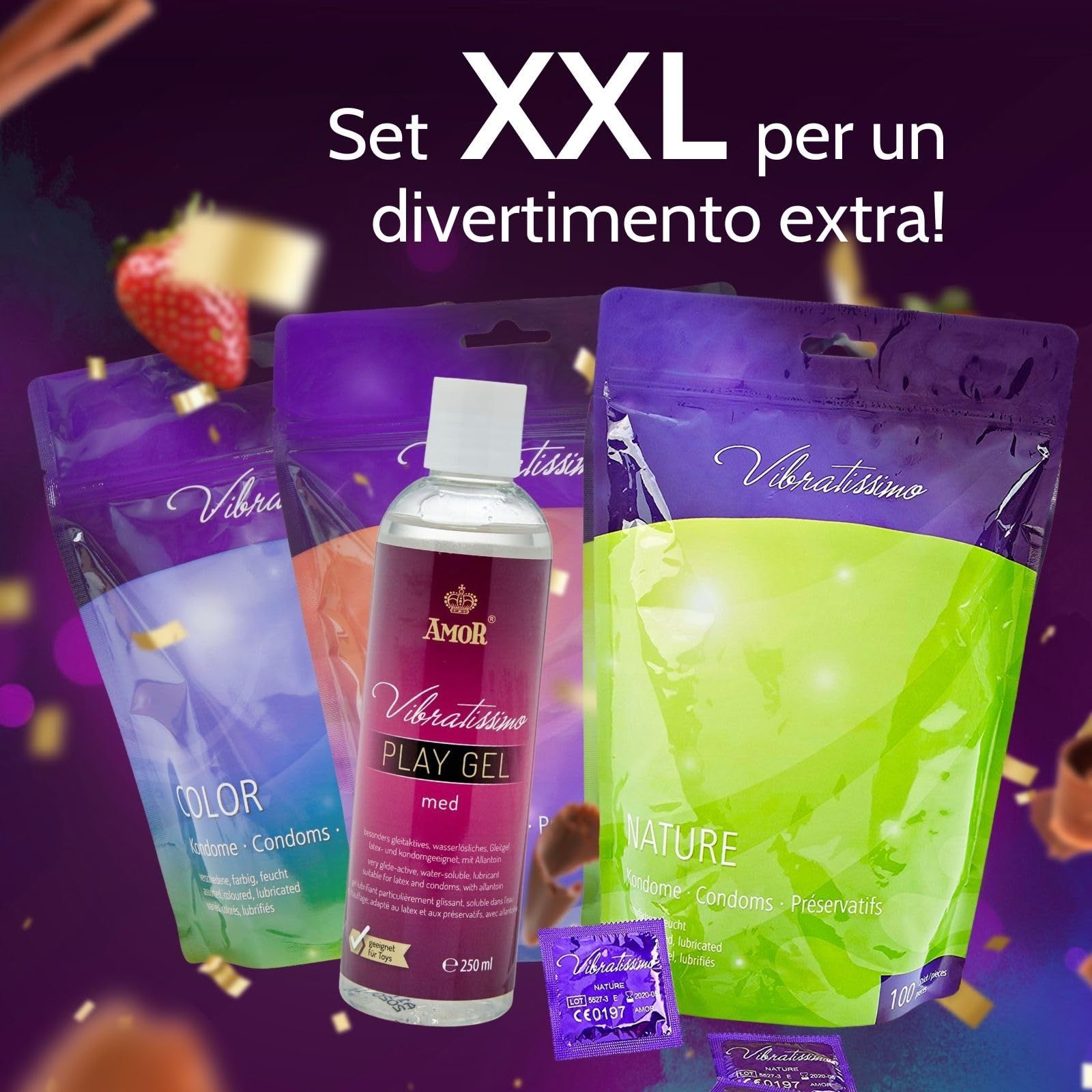 Vibratissimo Condooms Mix + Play Gel Set