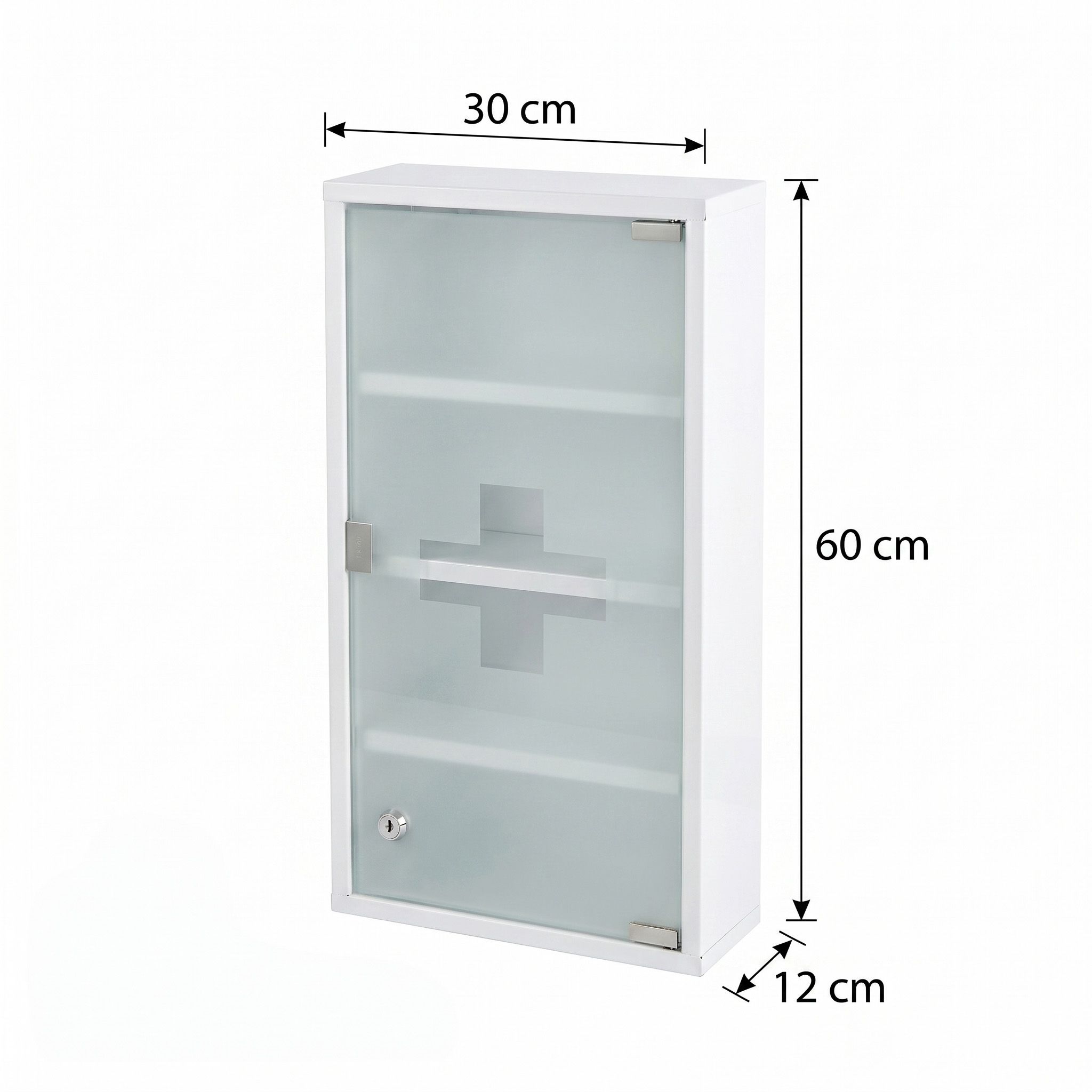 KARAT Medicijnkast Allen - Afsluitbare medicijnkast glazen deur wit 60 x 30 cm 4 vakken