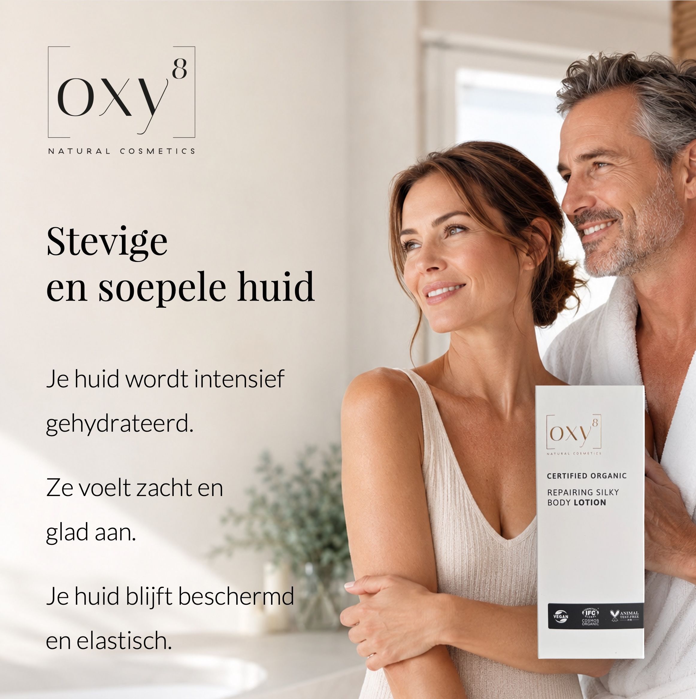 Man en vrouw, vrouw raakt haar arm aan