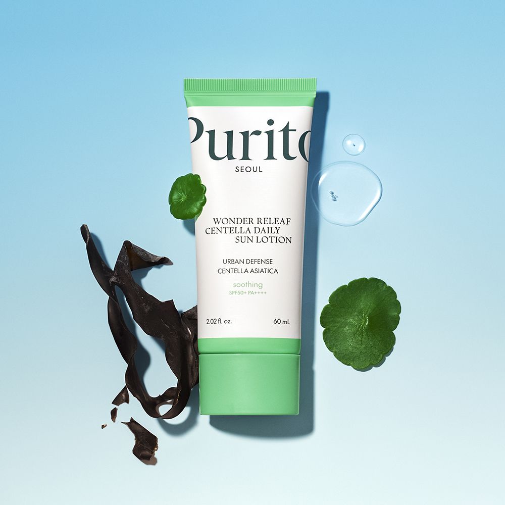PURITO Wonder Releaf Centella Daily Sun Lotion SPF 50+ PA++++ tube met Centella Asiatica.