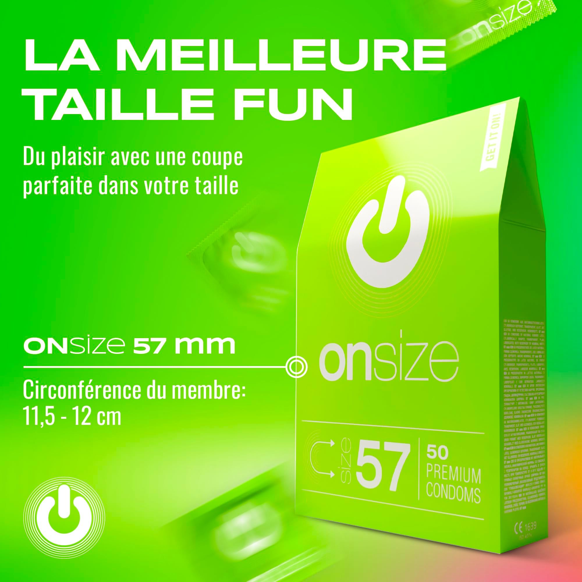 Préservatif vert, 57mm, épaisseur 0,07mm, 50 pièces.