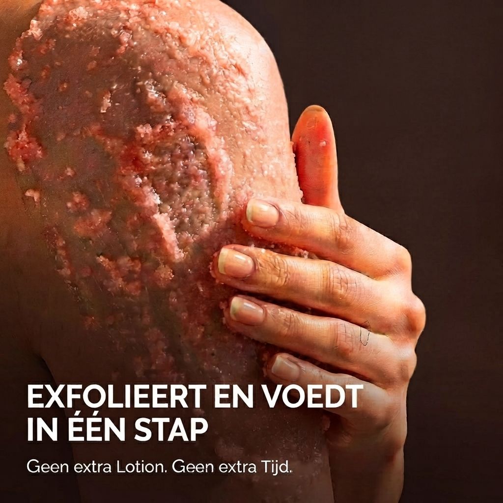 PraNaturals Scrub op de huid, exfolieert en voedt in één stap.