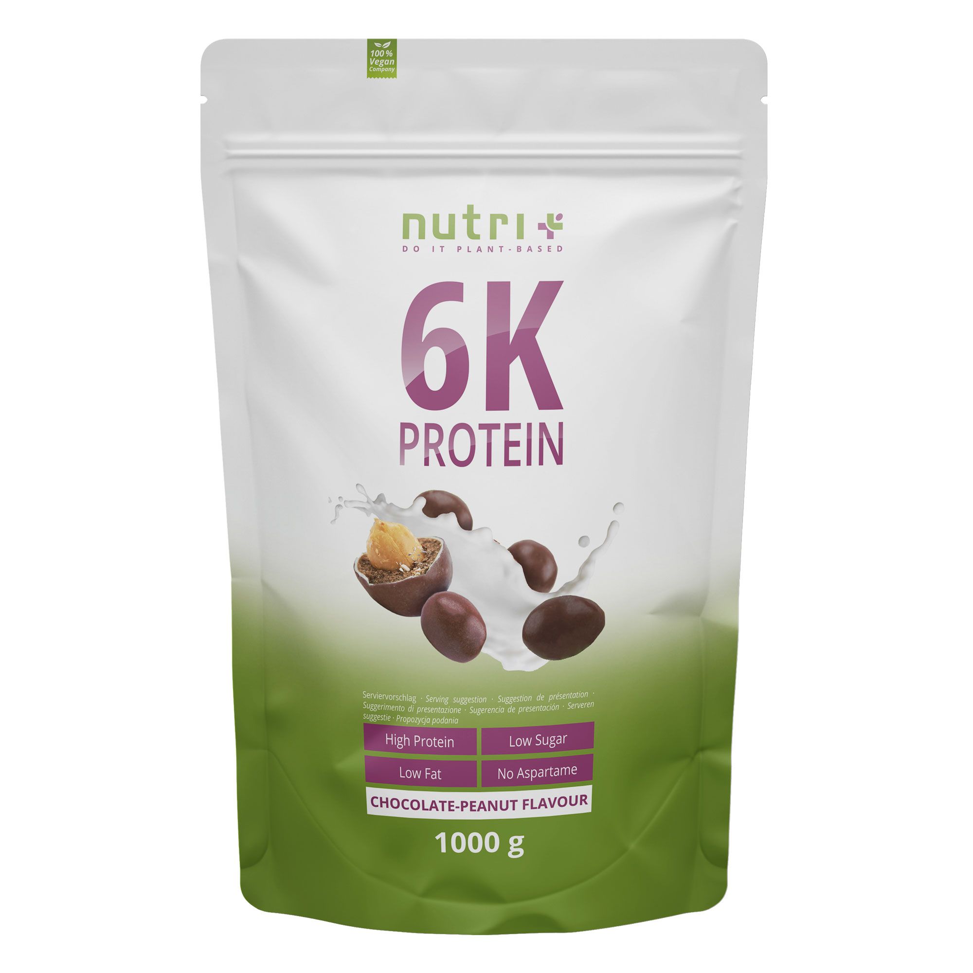 nutri+ 6K Poudre de protéines 1kg - shake sans Whey