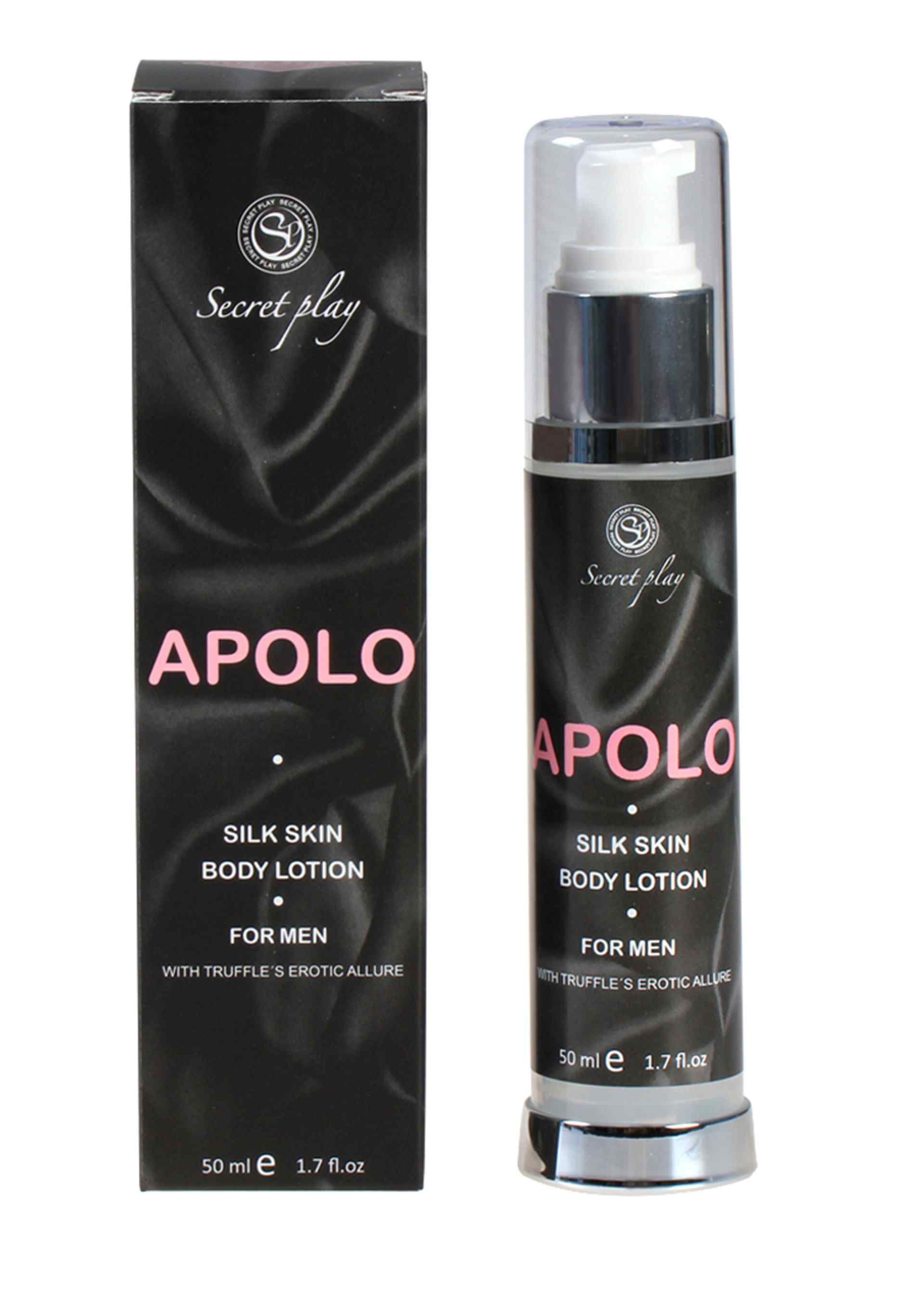 Secret Play Apolo Bodylotion voor mannen, 50 ml. Zijdezachte huidlotion met truffelaroma.