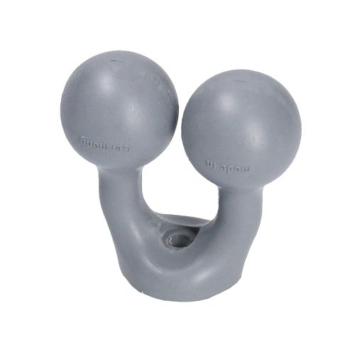 Objet gris avec deux boules et une poignée incurvée. "Made in Germany" est inscrit sur les boules.