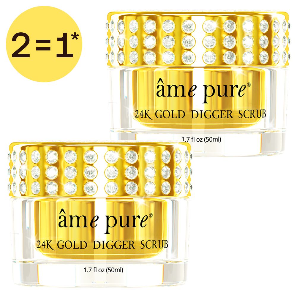 Deux pots à paillettes avec le gommage 24K Gold Digger de âme pure.