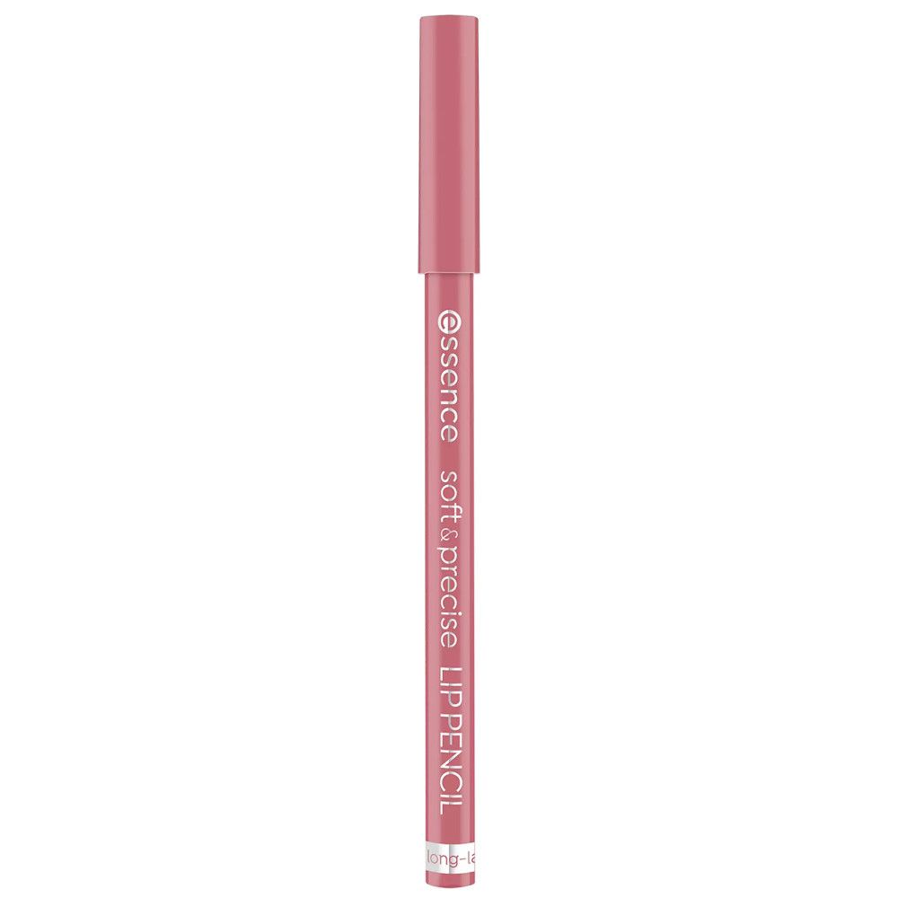 Roze lippotlood. Opschrift: Essence, soft & precise, LIP PENCIL. Met dop.