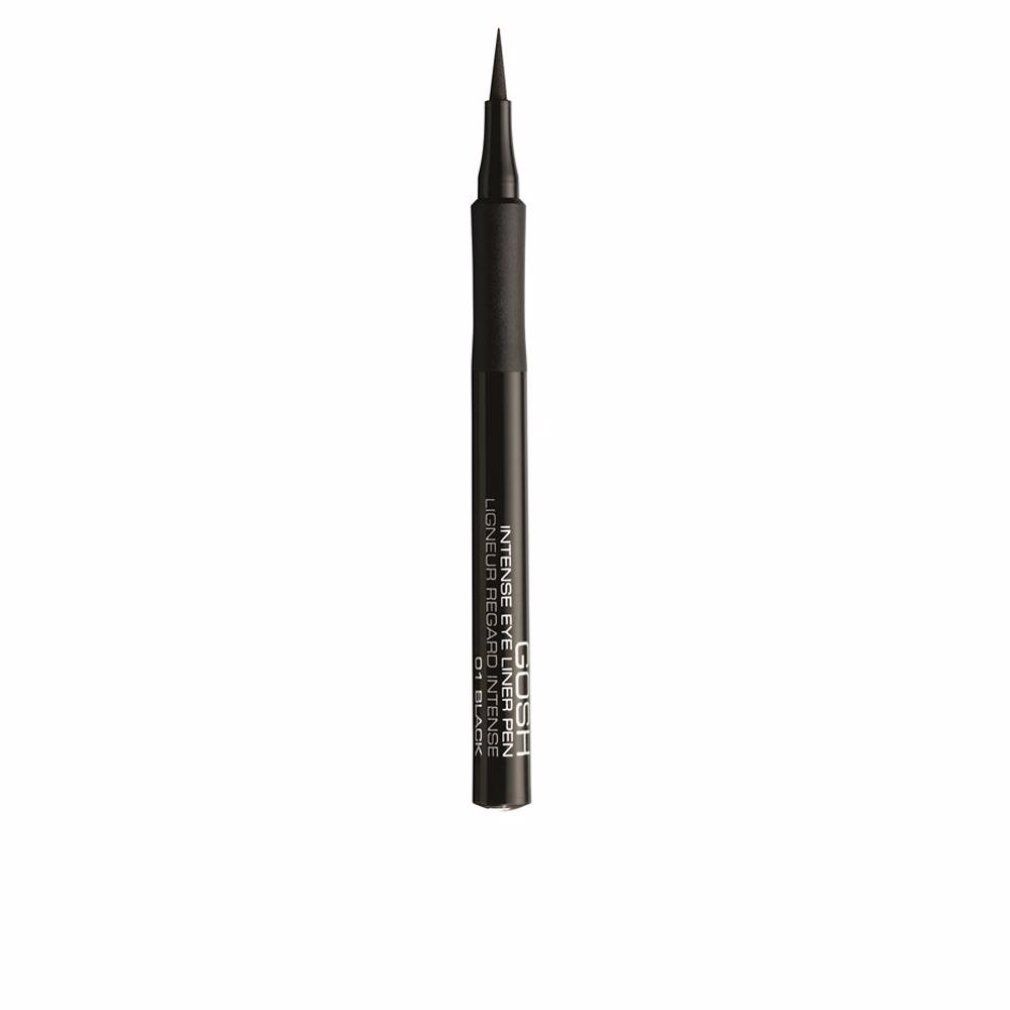 Stylo eye-liner noir. Stylo cylindrique noir avec pointe. Inscription: Gosh Intense Eyeliner Pen 01 Black.