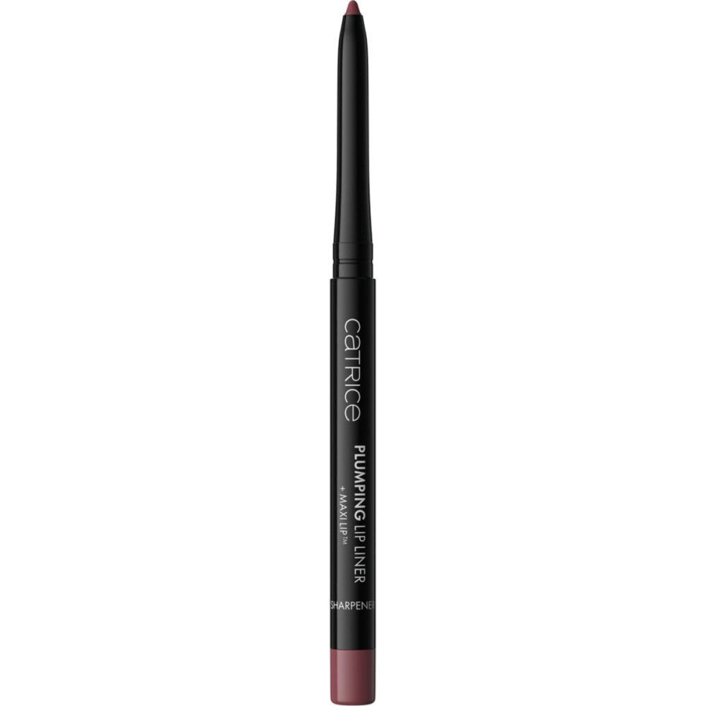Catrice lippenpotlood. Zwart potlood met roze lippenstift. Opschrift: Plumping Lip Liner.