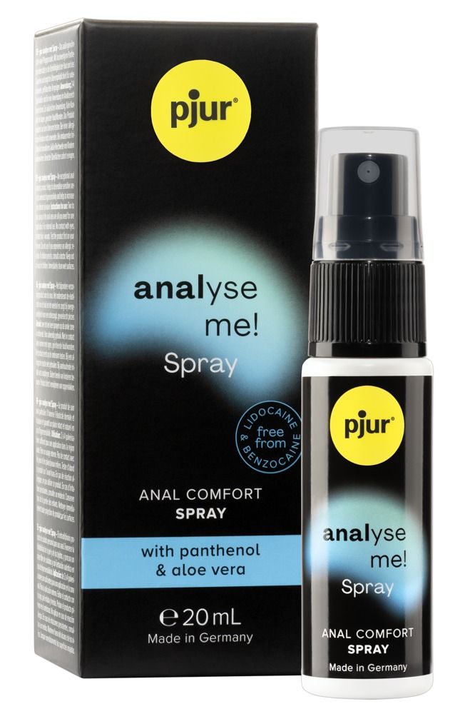 pjur® ANALYSE ME! Anal Comfort Spray flesje en verpakking, 20ml.