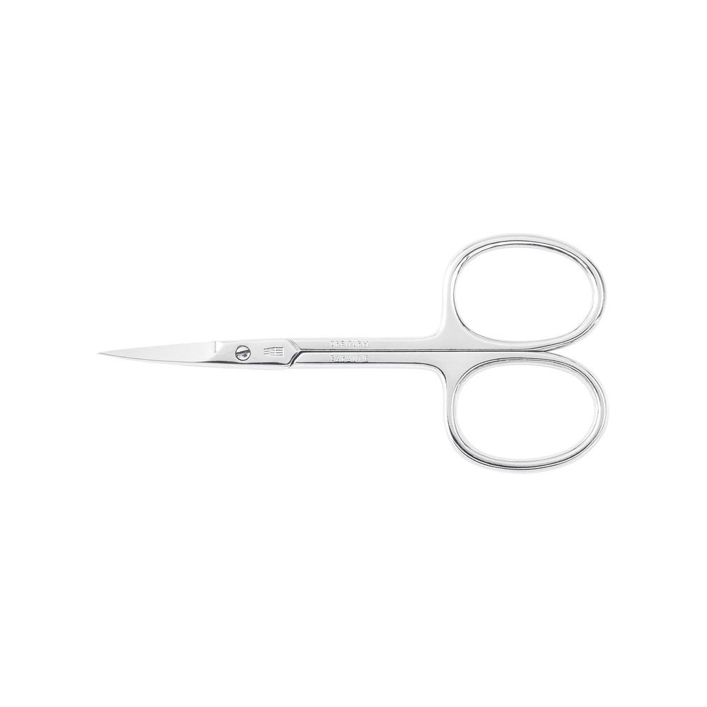 Ciseaux à cuticules en métal. Lames fines et incurvées avec des poignées arrondies. Inscription sur la lame.