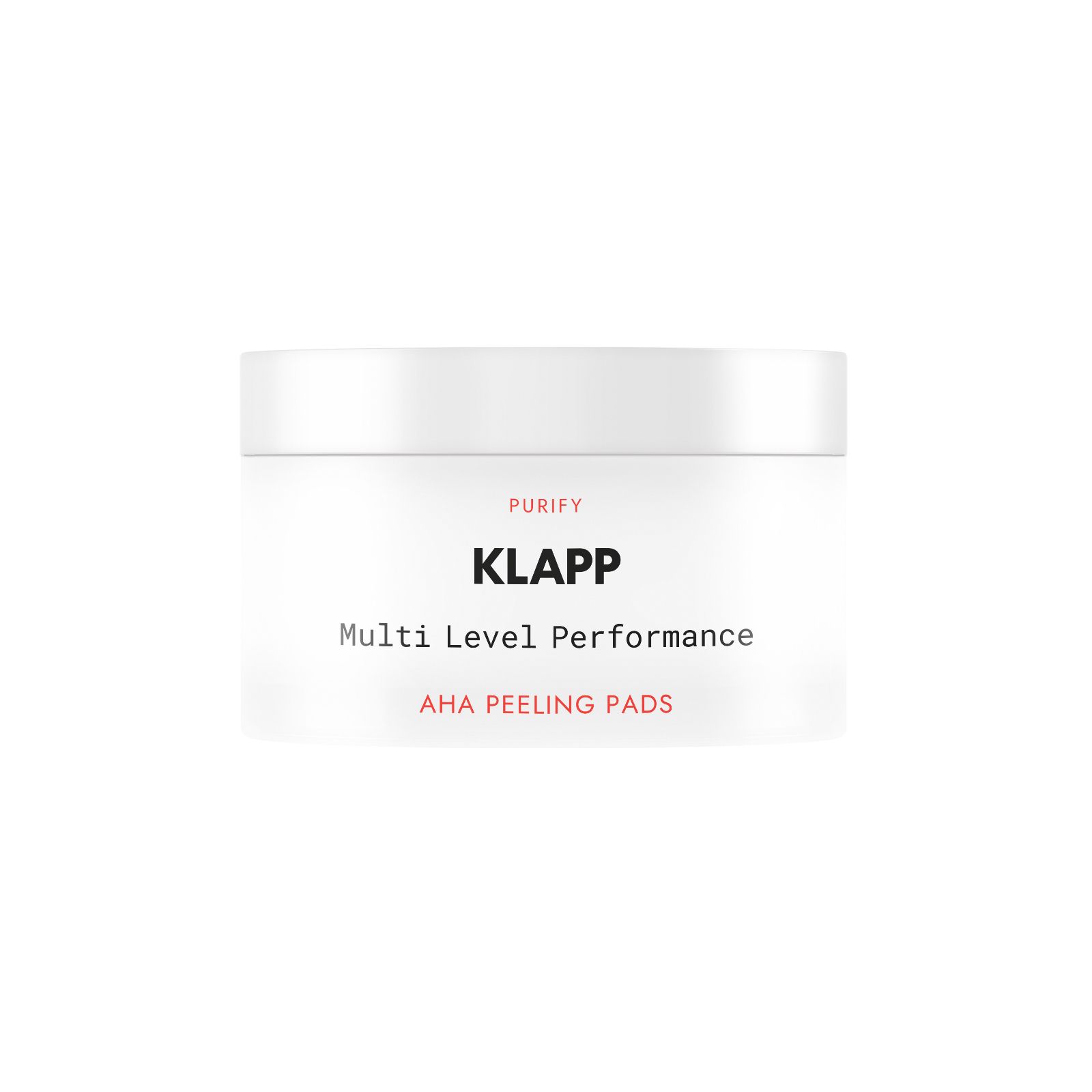 Pads KLAPP AHA Peeling dans un pot blanc.