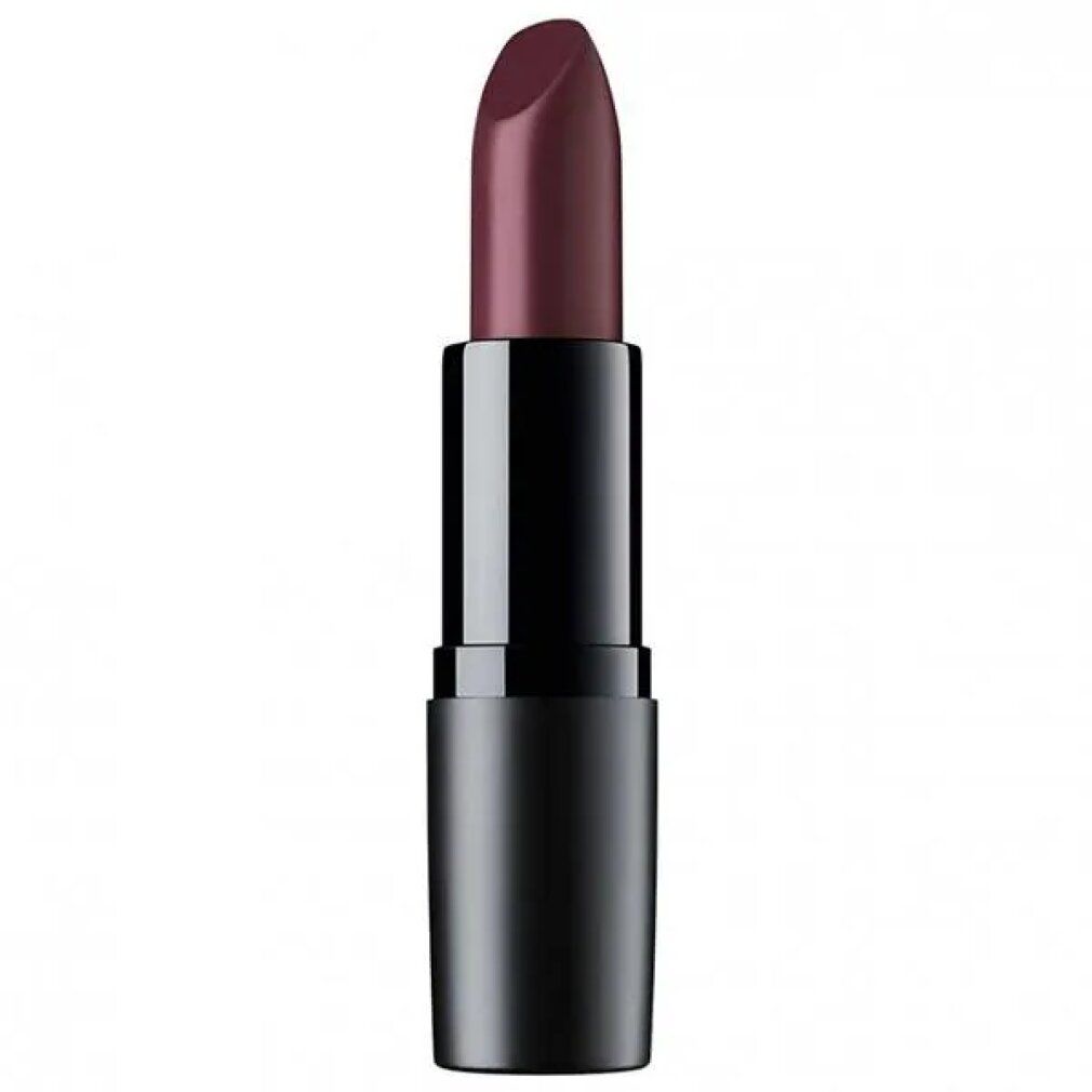 Bordeauxrode lipstick in een zwarte huls. De lipstick is gedeeltelijk uitgedraaid.