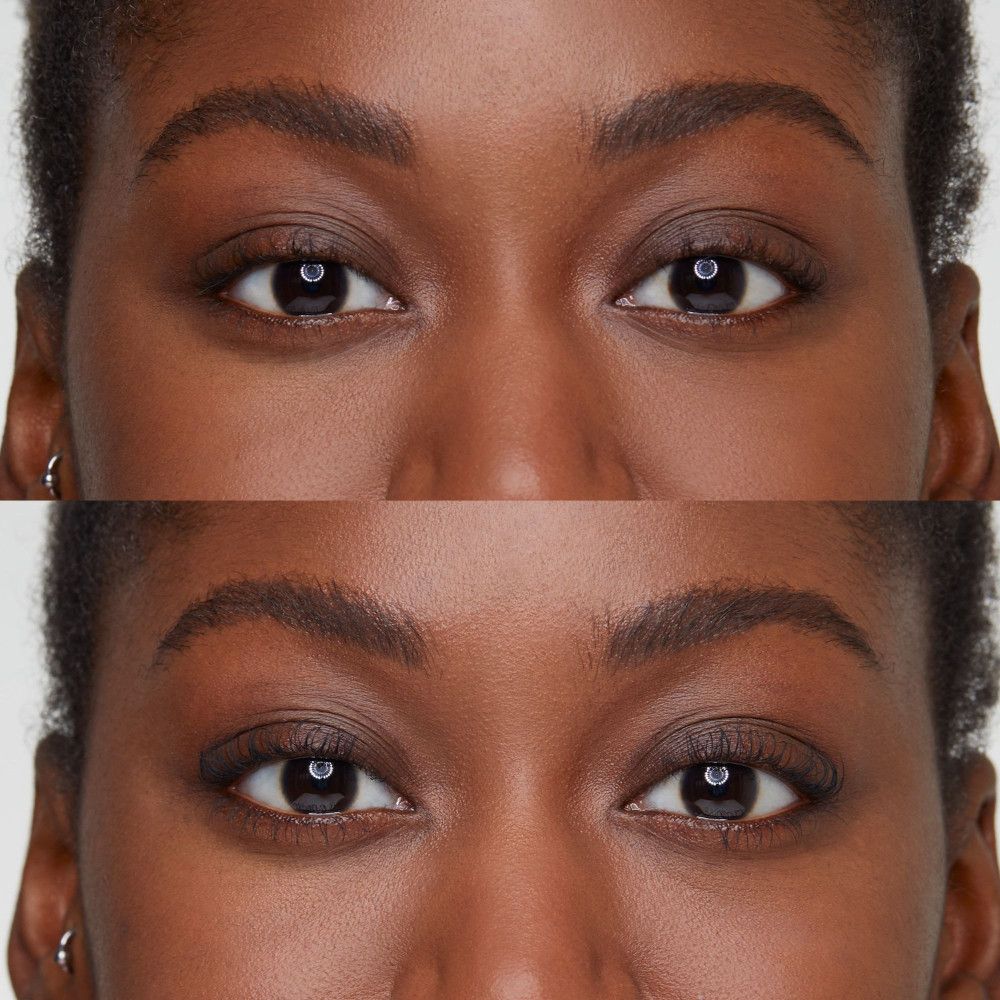 Paire d'yeux avant et après l'application du mascara.