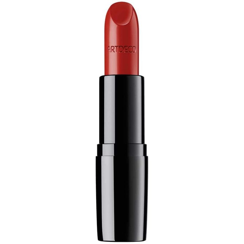 Rode lipstick met ARTDECO logo op zwarte schacht.