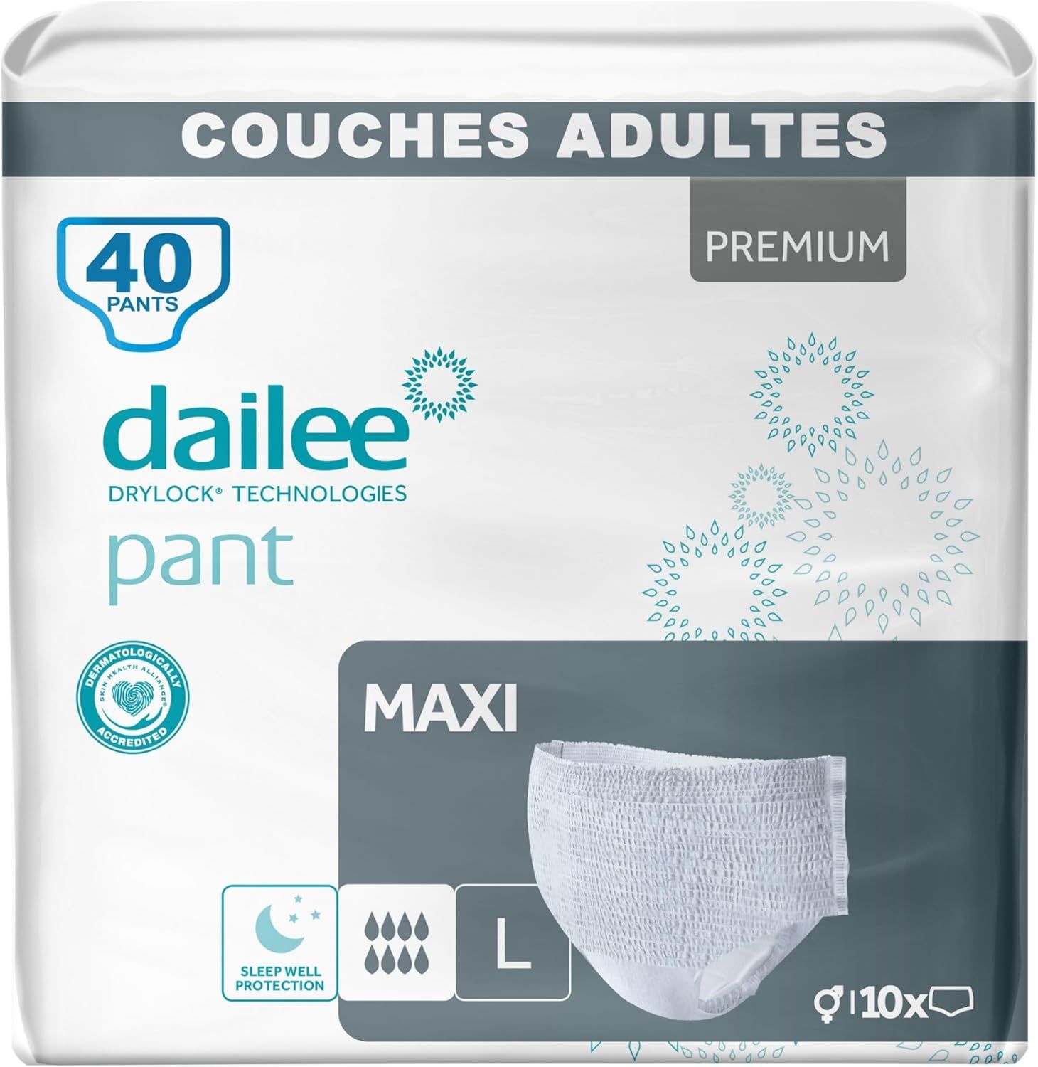 Emballage Dailee Pants Maxi, 40 pièces, taille L, Premium.