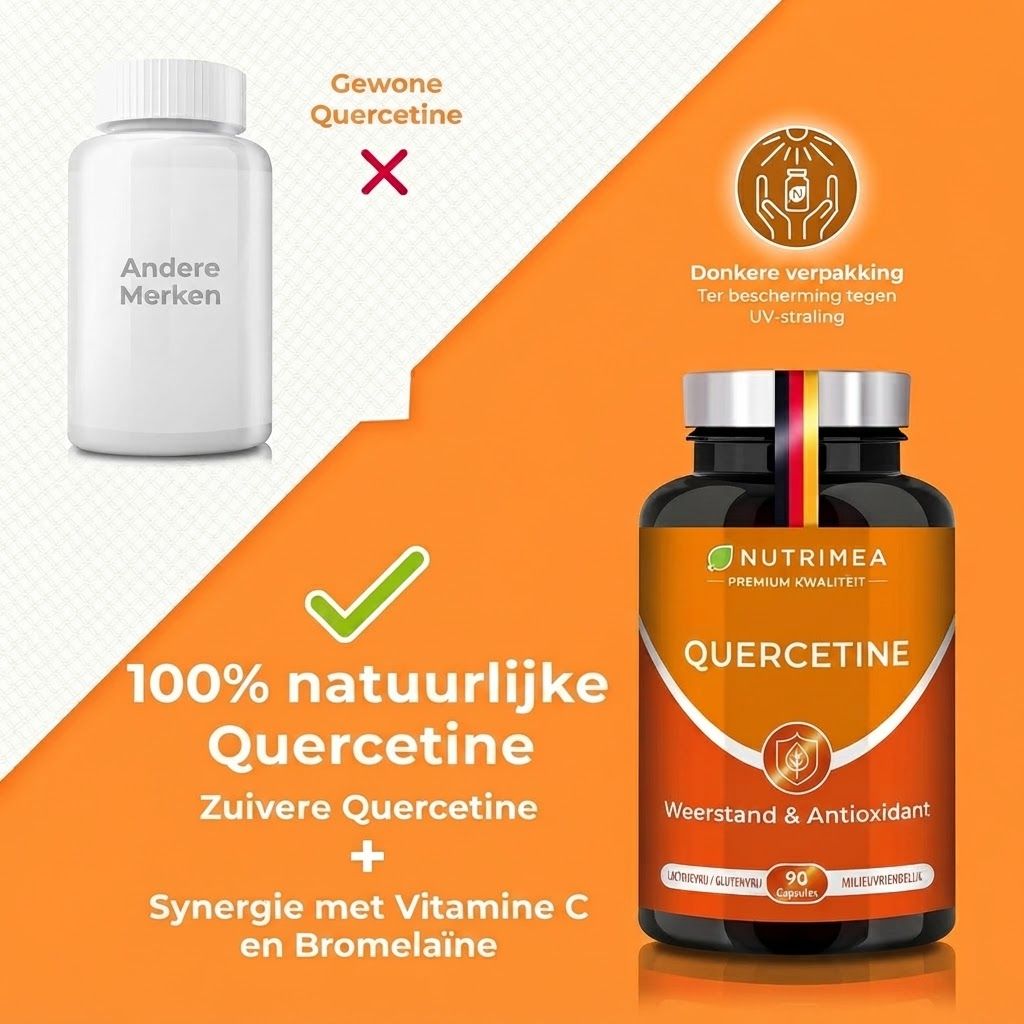 Nutrimea Quercetine capsules: Donkere fles met 90 capsules, Weerstand & Antioxidant.
