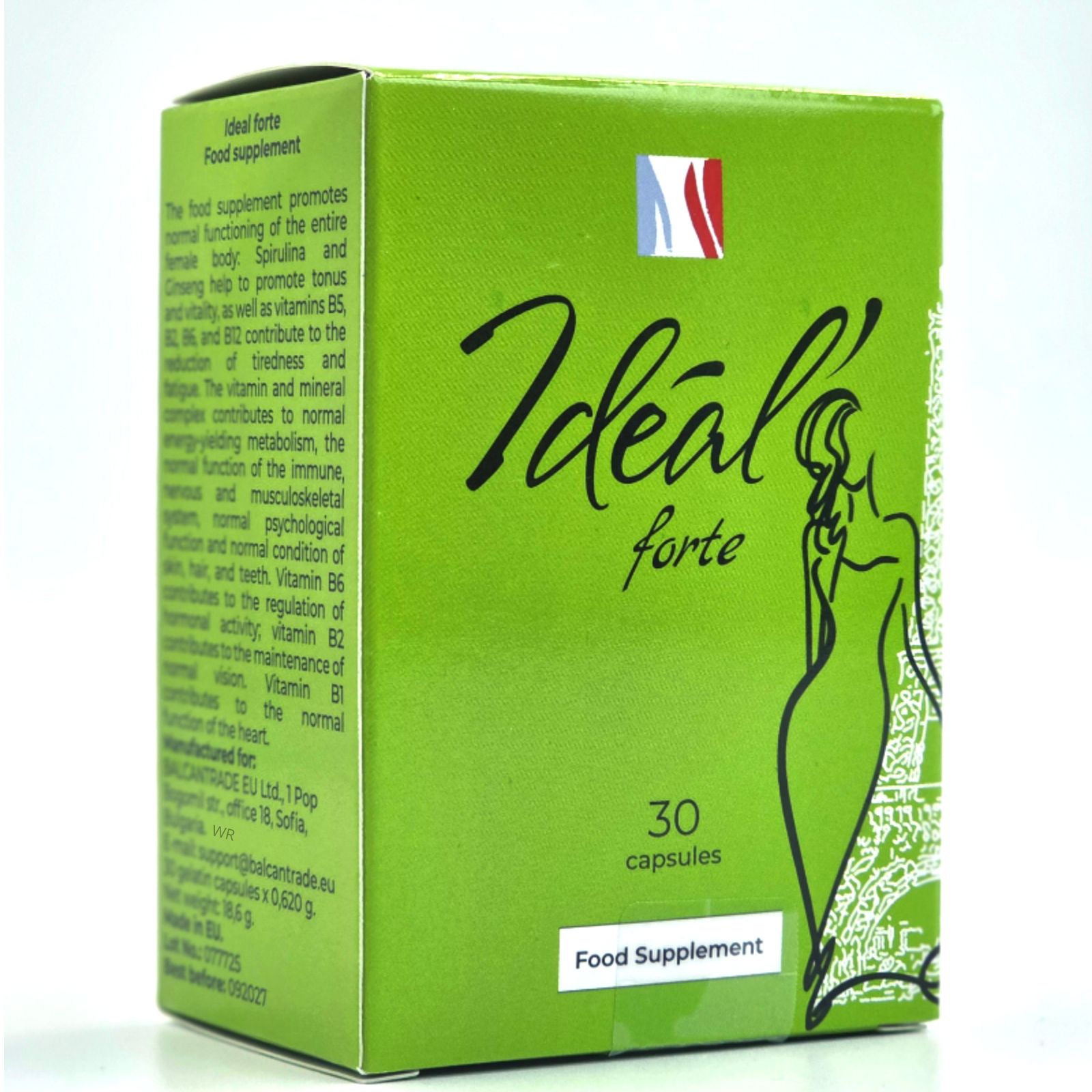 Emballage vert Ideal Forte, 30 capsules, complément alimentaire.