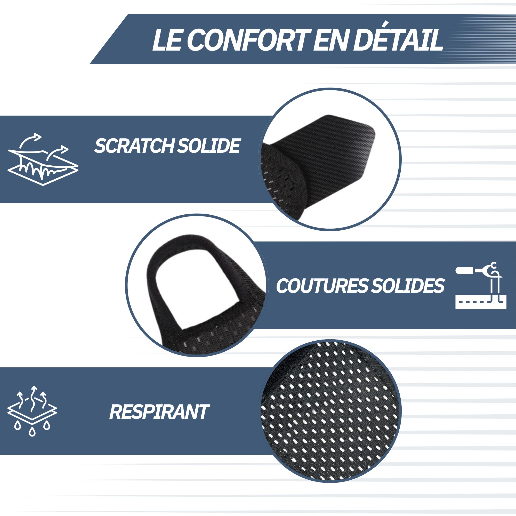 Femme pouce levé, portant des gants de compression noirs. "Syndrome du canal carpien, arthrose, polyarthrite, œdème, sursollicitation" sont indiqués.
