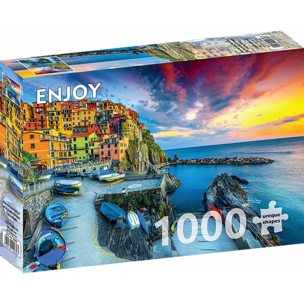enjoy Puzzle Port de Manarola au coucher du soleil, Cinque Terre, Italie 1000 pièces