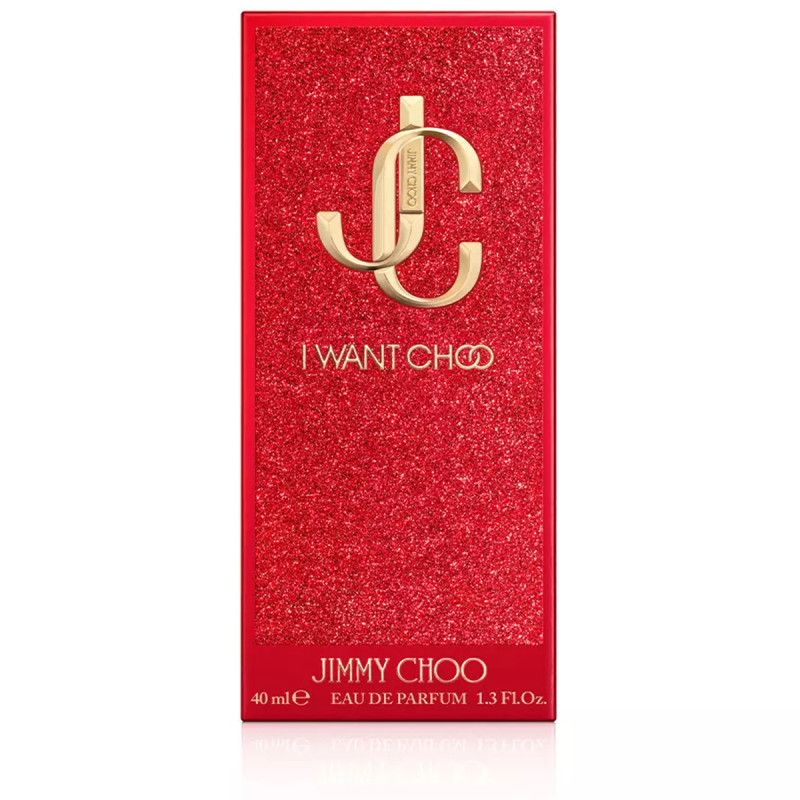 Jimmy Choo Eau de Parfum fles met gouden dop.