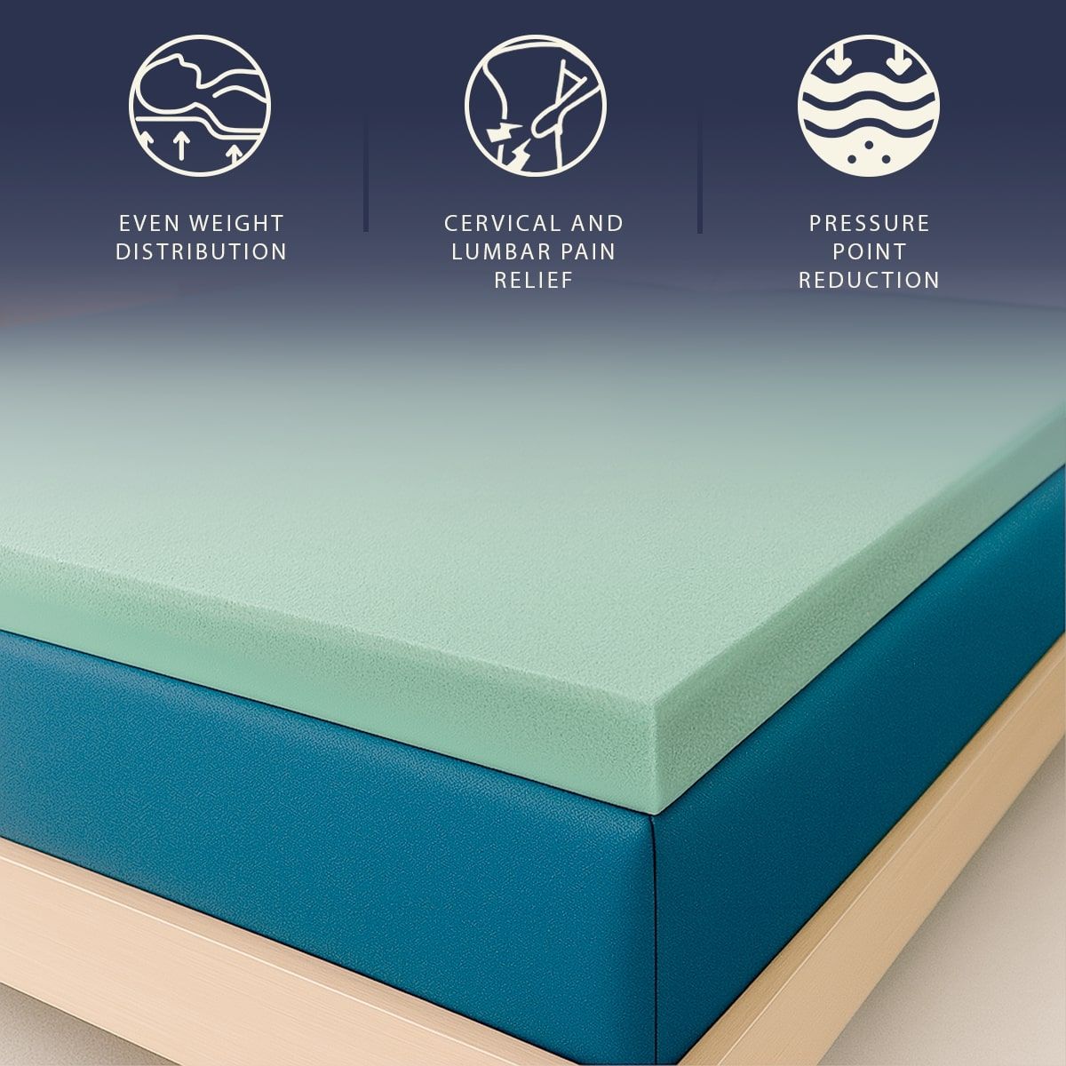 The White Stone Matras Topper 90x190 van Memory Foam met Hoogte 5 cm | Ademend en Hypoallergeen