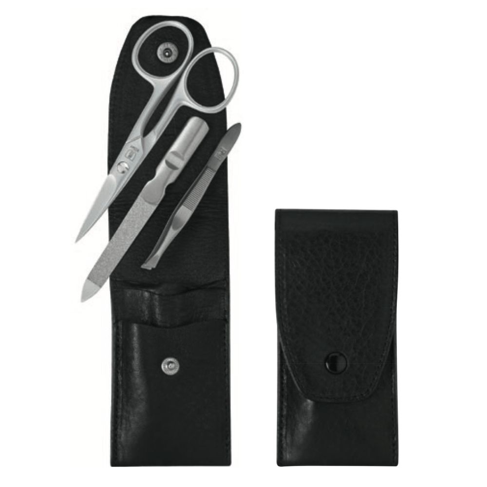 DREITURM Solingen Étui à manucure  – Étui en cuir Solingen haut de gamme, modèle Nero