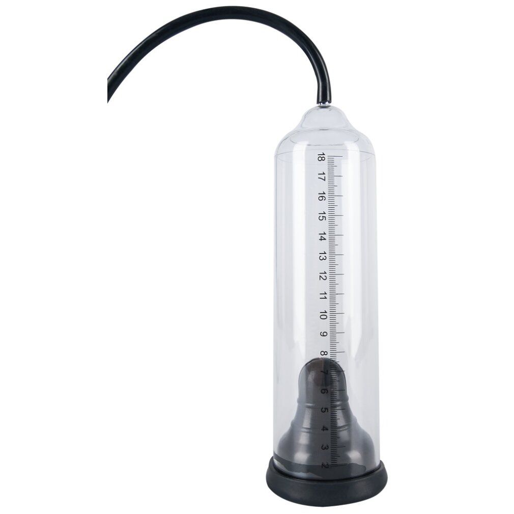 Cylindre transparent avec échelle et insert noir. Tuyau noir.