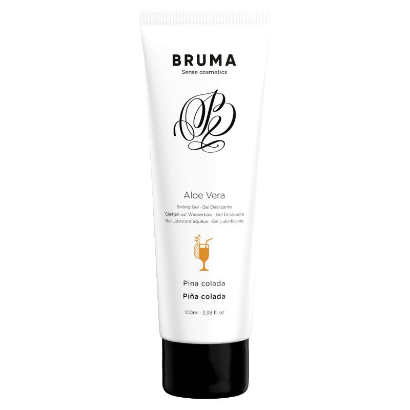 Bruma glijmiddel Aloe Vera Pina Colada smaak in witte tube met zwarte dop.