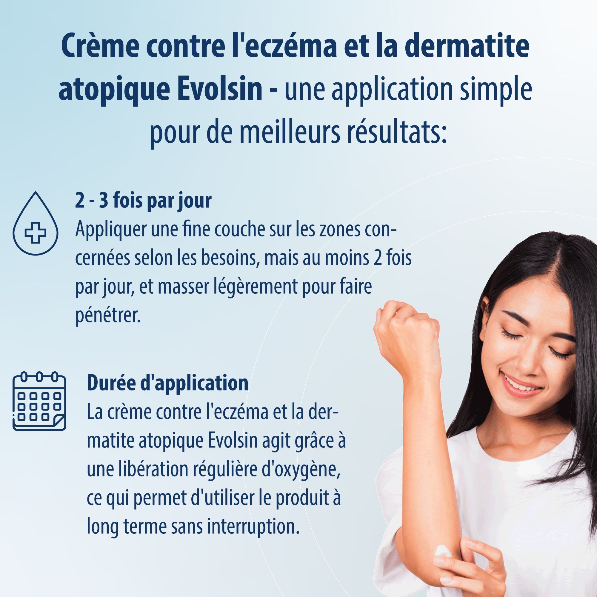 Comparaison : Crème Evolsin vs. autres produits. Dermatologiquement prouvé, certifié CE, production UE, etc.