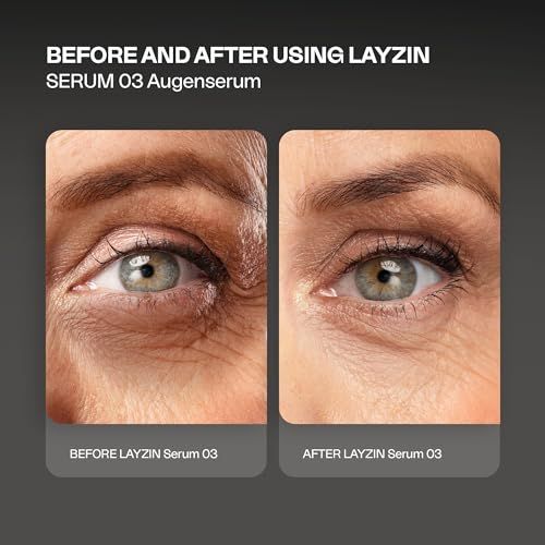 Man met product. Productfles met Layzin. Tekst: Beschermt tegen schade, versterkt collageen, vermindert rimpels.
