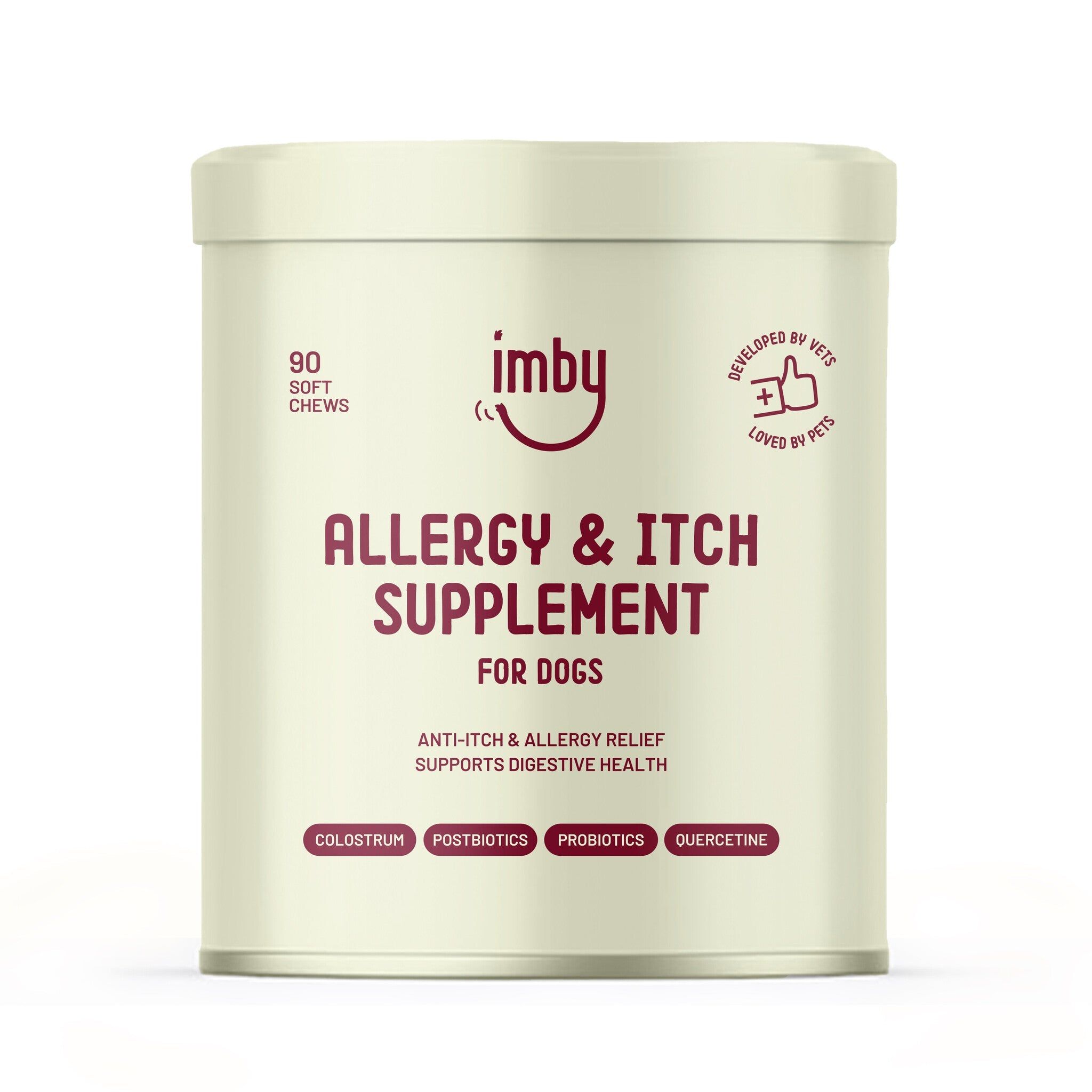 Door dierenartsen goedgekeurde Imby supplementen: plantaardig, hypoallergeen, hoge dosis actieve ingrediënten.