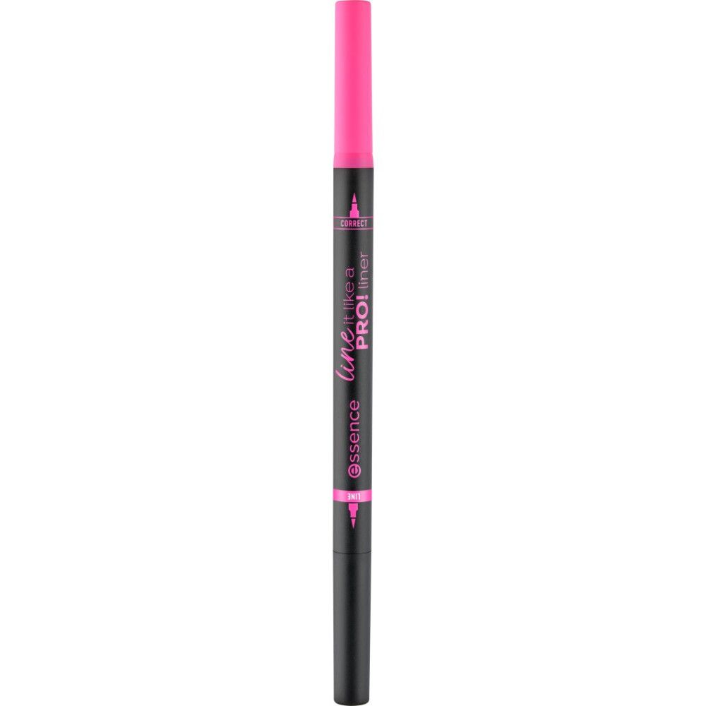Eyeliner double embout noir et rose. Inscription: line like a PRO! et essence.